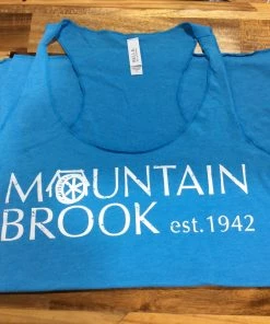 Bella & Canvas Mtn Brook Blue Tank With White Lettering And Mill