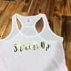 *Spartan Pride Next Level White Tank With Gold Scripted Shields Up