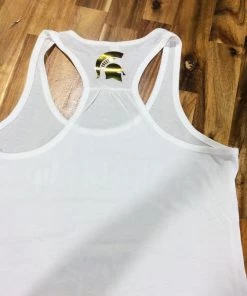 *Spartan Pride Next Level White Tank With Gold Scripted Shields Up