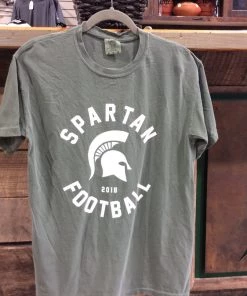 Comfort Colors APPAREL *Spartan Pride Moss Green Spartan Football Comfort Color T-Shirt