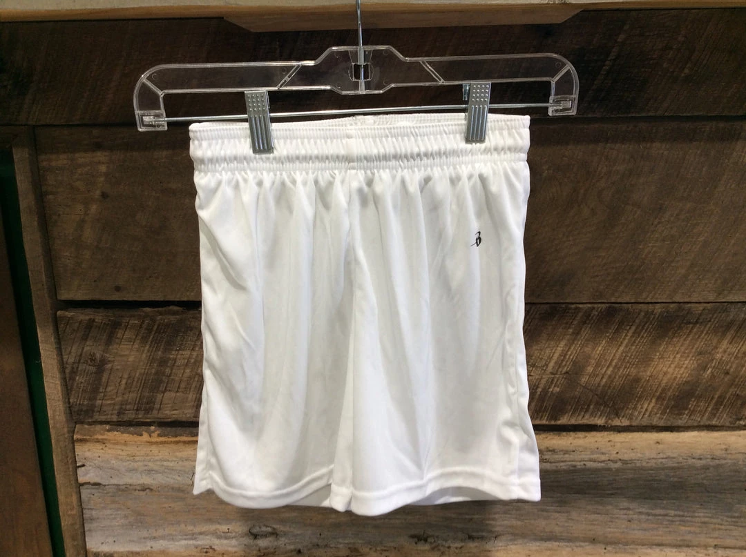 BASKETBALL Badger White Shorts Girls 4" Inseam 1 BASKETBALL Badger White Shorts Girls 4" Inseam