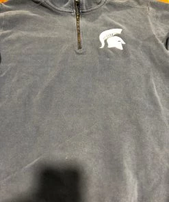 Comfort Colors 3/4 Zip Blue Pullover/White Spartan Head APPAREL