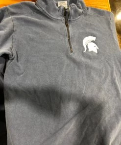 Comfort Colors 3/4 Zip Blue Pullover/White Spartan Head APPAREL