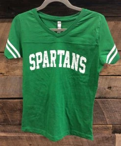 LAT *Spartan Pride Women's Green Varsity V Neck T-Shirt