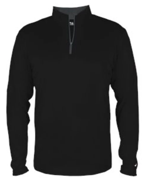 BASKETBALL Badger Quarter Zip Youth Pullover- Black 1 BASKETBALL Badger Quarter Zip Youth Pullover- Black