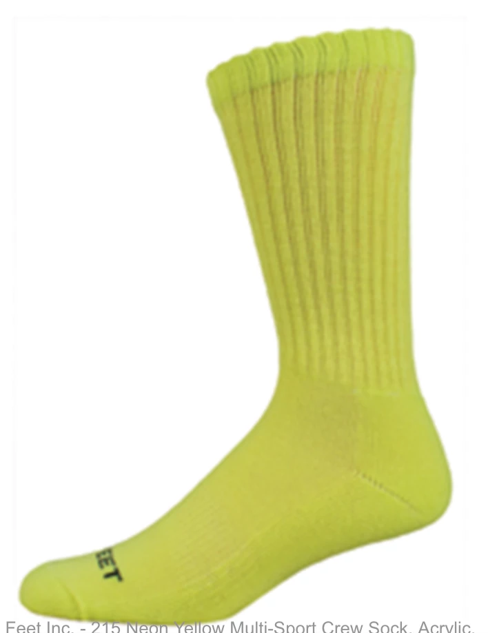 ACCESSORIES Pro Feet Neon Crew Socks - Safety Yellow 1 ACCESSORIES Pro Feet Neon Crew Socks - Safety Yellow