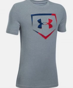 Under Armour Boy's Baseball Logo T-Shirt - Grey YOUTH APPAREL