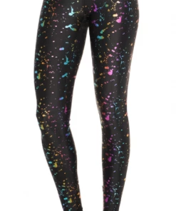 Girls Terez Foil Printed Leggings - Rainbow Splatter