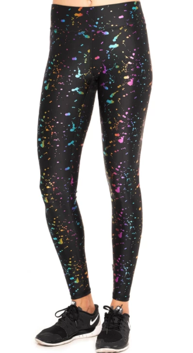 Girls Terez Foil Printed Leggings - Rainbow Splatter 1 Girls Terez Foil Printed Leggings - Rainbow Splatter