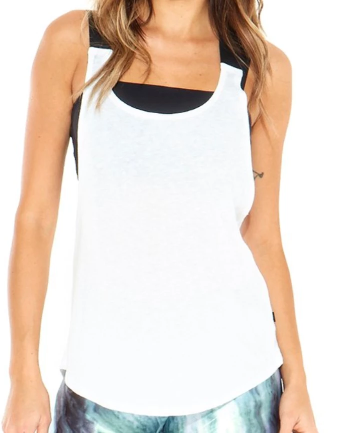 Women's Terez T Back Tank - White APPAREL 1 Women's Terez T Back Tank - White APPAREL