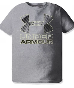 Under Armour Youth Big Logo T-Shirt-grey And Neon Green APPAREL
