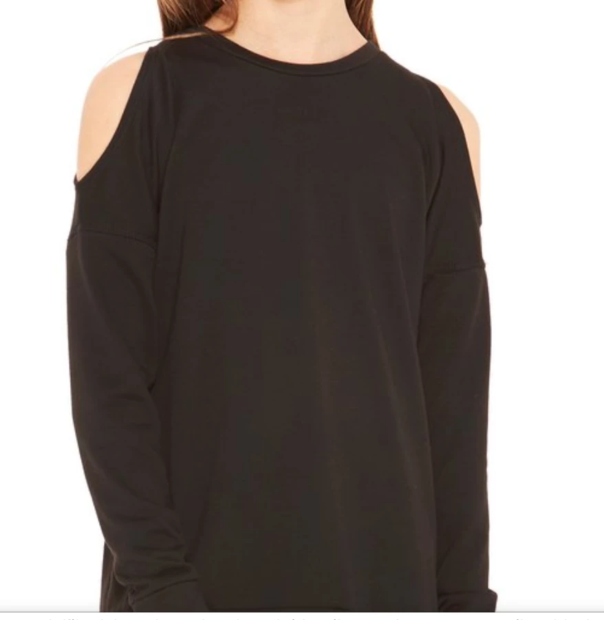 Terez Girls Black Foil Printed L/S Cold Shoulder APPAREL 2 Terez Girls Black Foil Printed L/S Cold Shoulder APPAREL