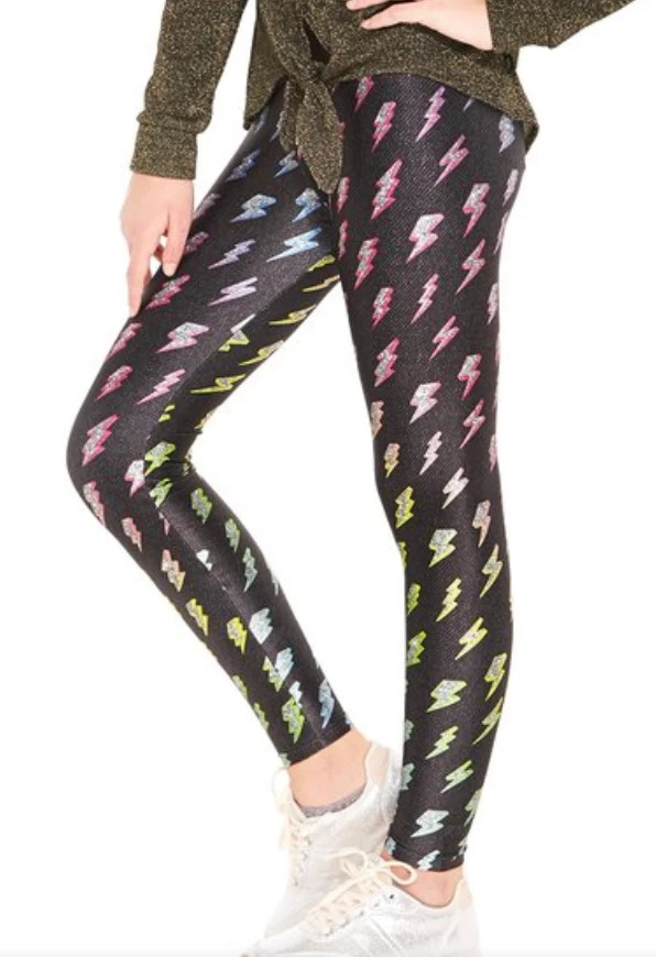YOUTH APPAREL Terez Youth Glitter Lightning Leggings 2 YOUTH APPAREL Terez Youth Glitter Lightning Leggings