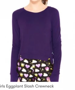 Terez Girls Slash Crewneck Jersey 200 Top - Eggplant