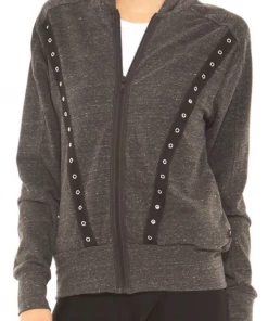 Terez Women's French Terry Hoodie With Grommet Tape APPAREL