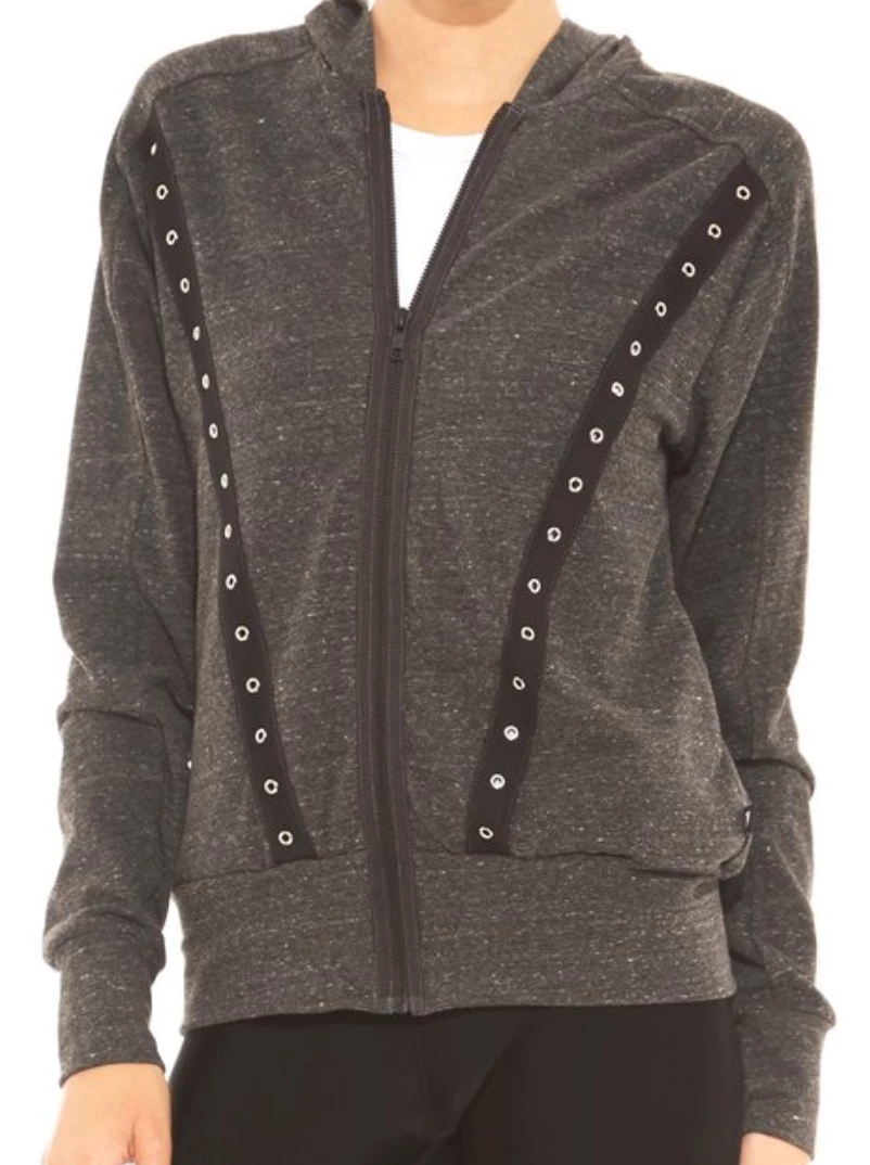 Terez Women's French Terry Hoodie With Grommet Tape APPAREL 1 Terez Women's French Terry Hoodie With Grommet Tape APPAREL