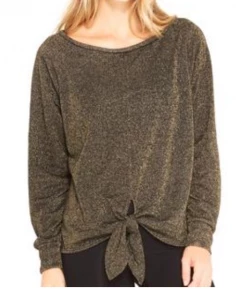 APPAREL Terez Long Sleeve Black And Gold With Front Tie