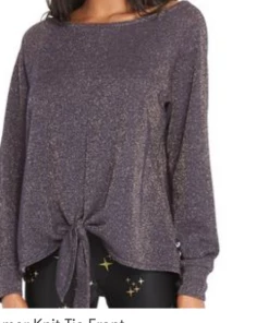 Terez Navy/Gold Shimmer L/S Tie In Front Lurex