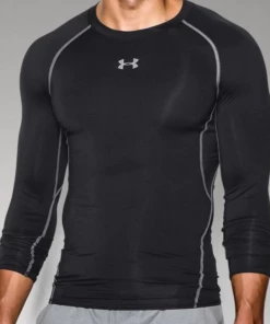 Under Armour Armour Heat Gear L/S Compression Shirt --Adult Black FOOTBALL