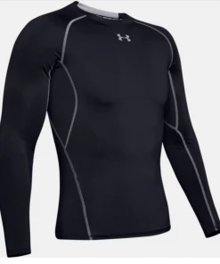 Under Armour Armour Heat Gear L/S Compression Shirt --Adult Black FOOTBALL