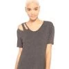 Women's Terez Charcoal Slash Neck