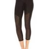 APPAREL Women's Terez Black Striped Front Tall Band Capri Leggings