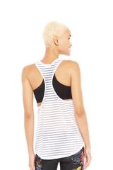 Women's Terez White Striped Mesh Back Racerback Tank APPAREL